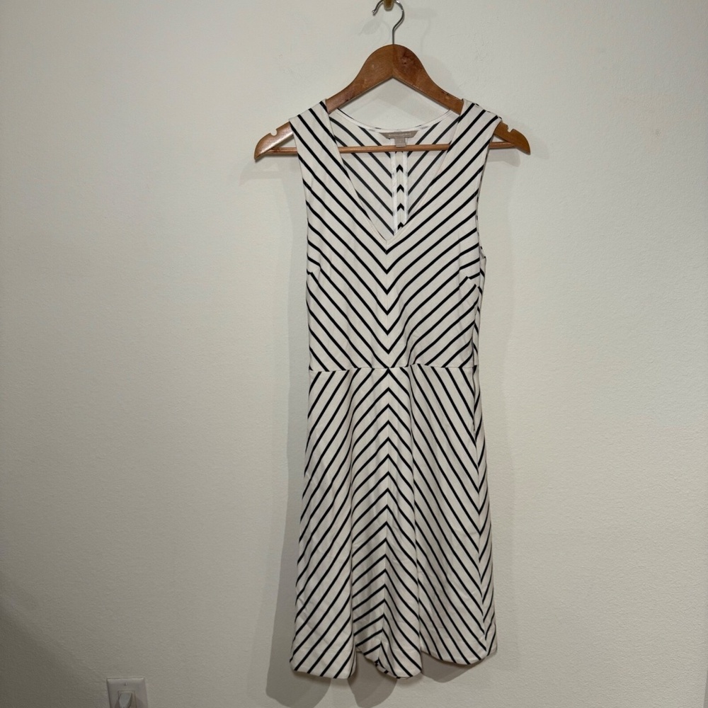Banana Republic Sleeveless Dress Women's Size 2 White Black Striped Preppy